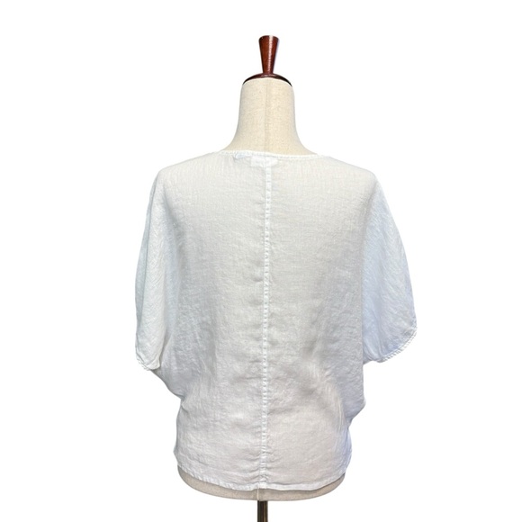 Sigrid Olsen 100% Linen Dolman Sleeve Boxy Top. White Size Medium #1519 - Picture 3 of 8